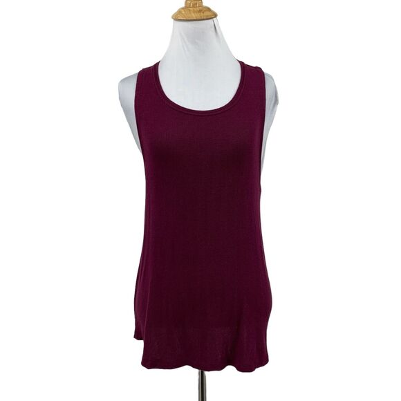 Athleta Well Rested Rib Sleep Tank Top Womens XS Extra Small Burgundy Breathable - Picture 1 of 13
